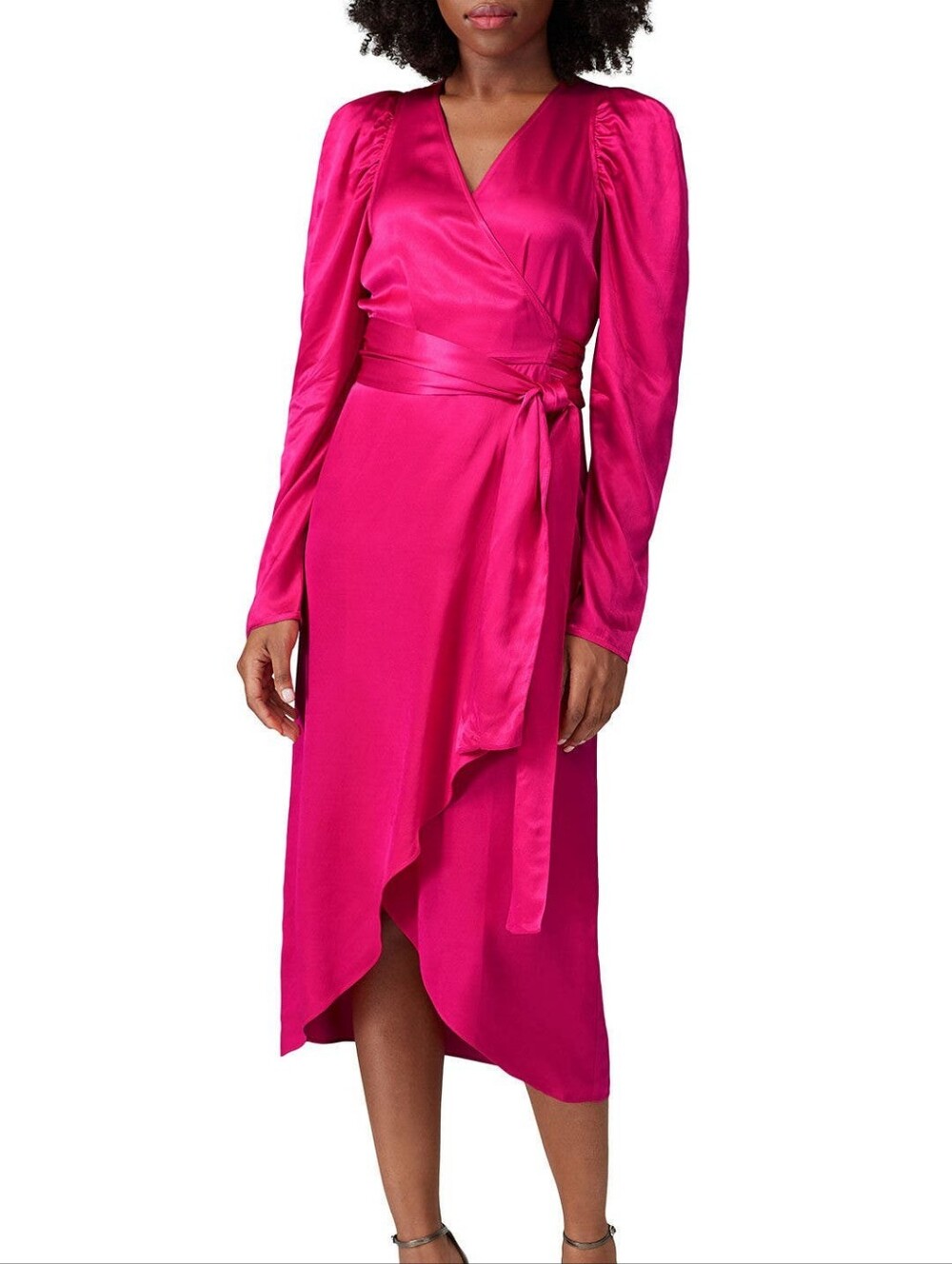 Chelsea And Walker Hot Pink North Midi Wrap Dress